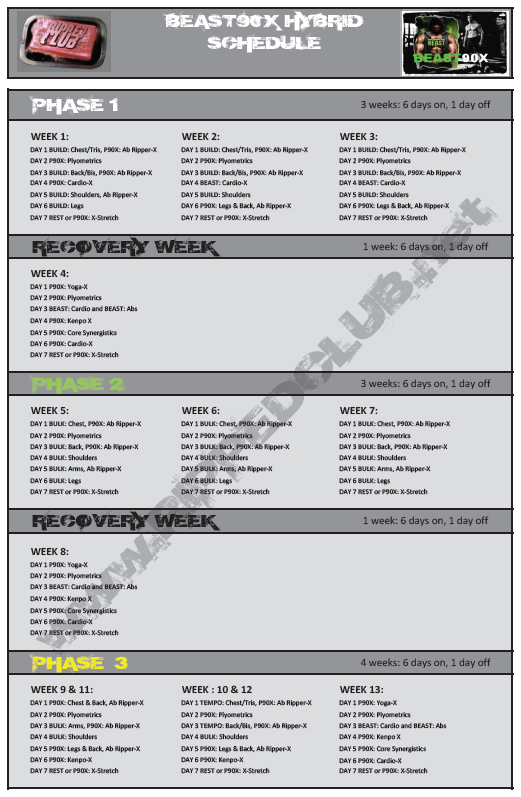 P90X-Body Beasy Hybrid Schedule
