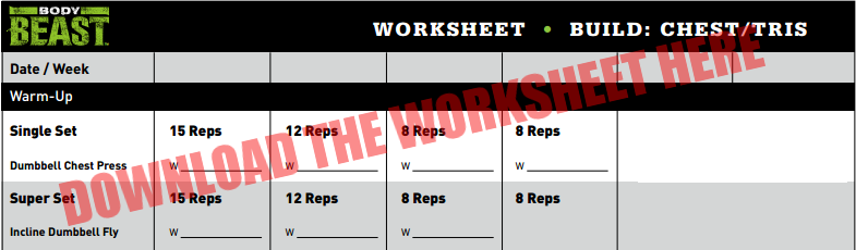build chest and tris worksheet