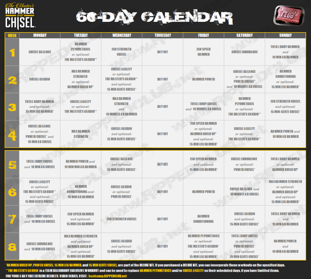 hammer and chisel workout calendar